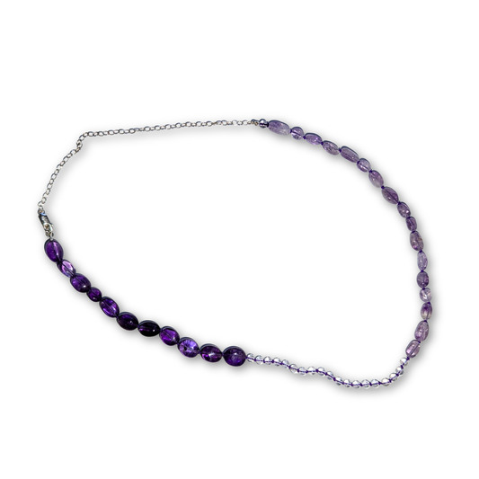 Mixed Amethyst and Rock Crystal Necklace with Sterling Silver