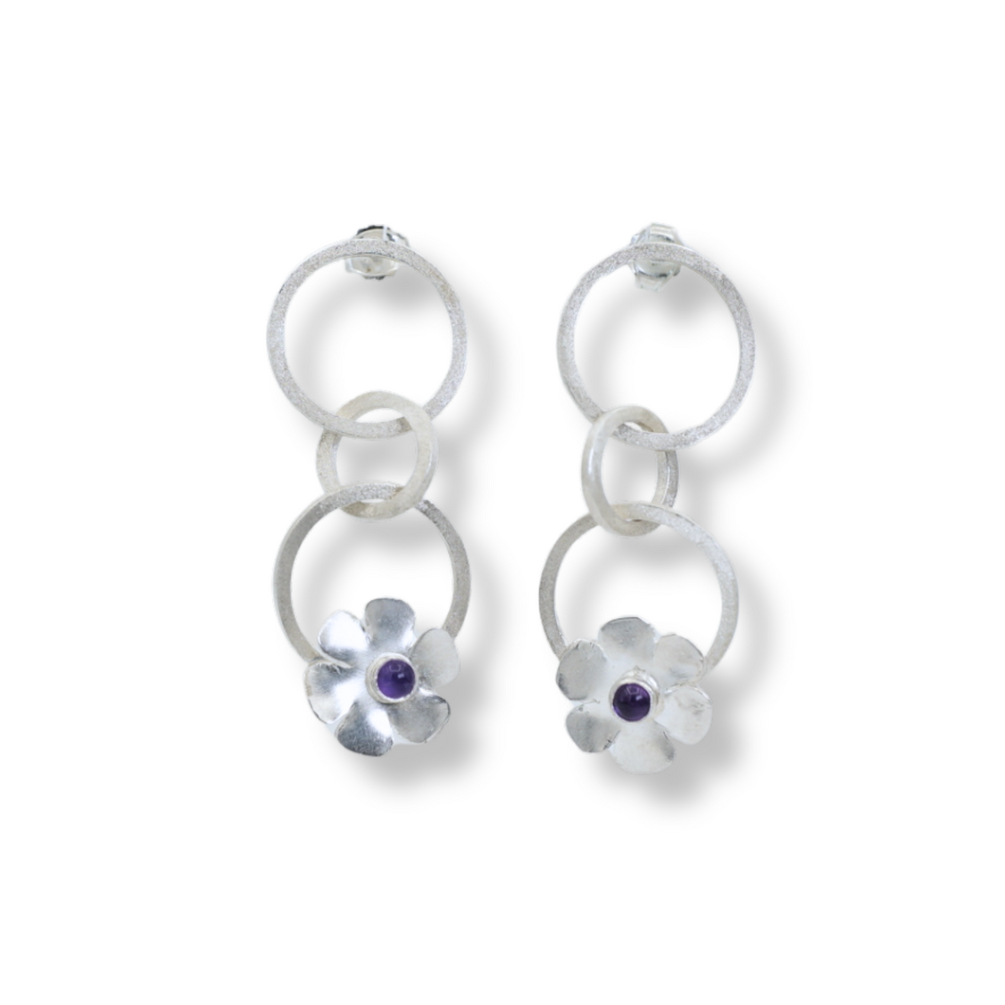 Purple Flower Dangle Earrings