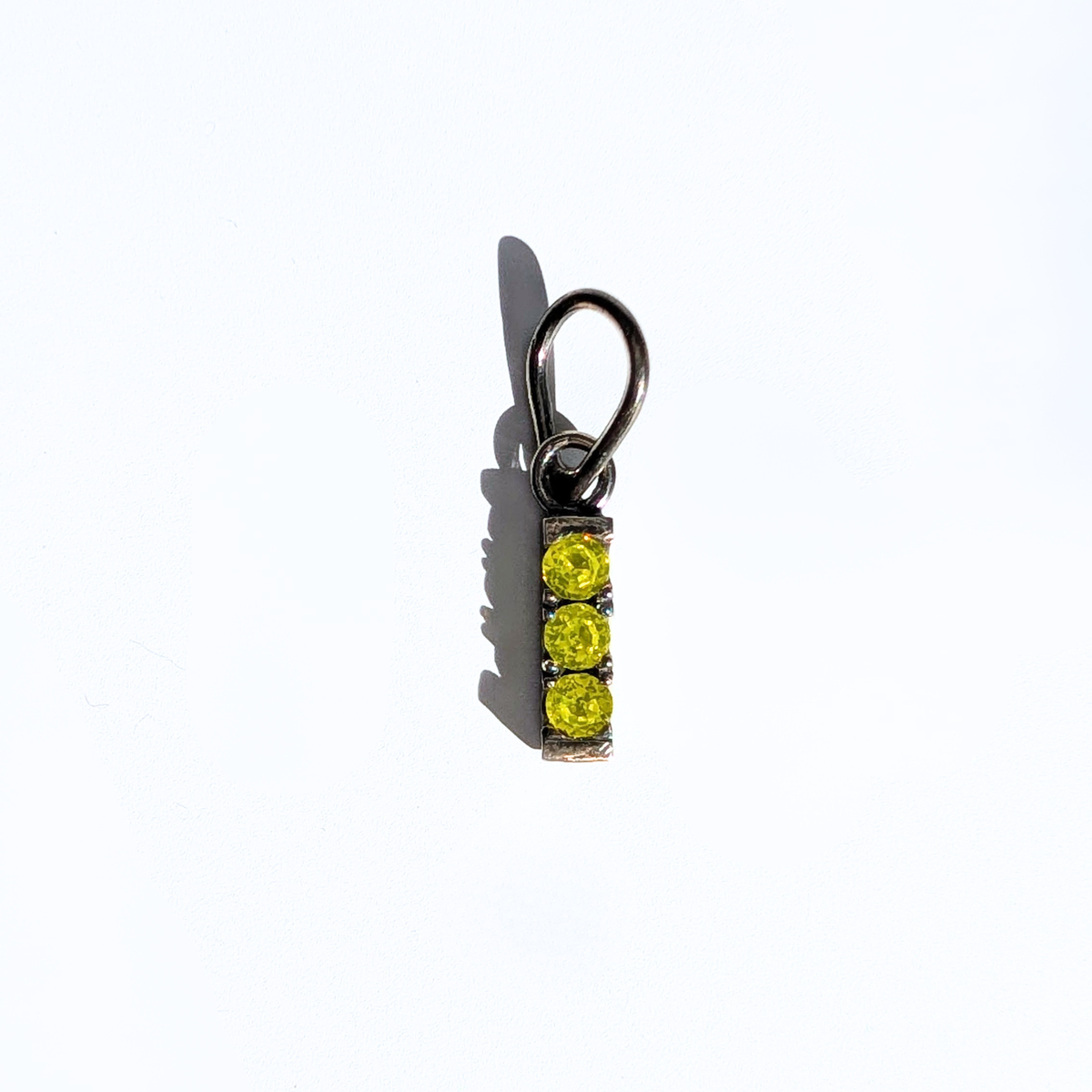 3 Stone Yellow YAG Pendant with a Silver Chain