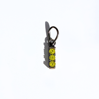 3 Stone Yellow YAG Pendant with a Silver Chain