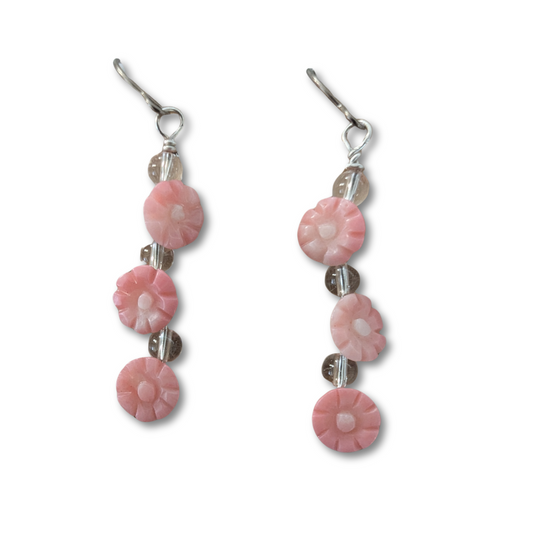 Three Flower Dangle Earrings