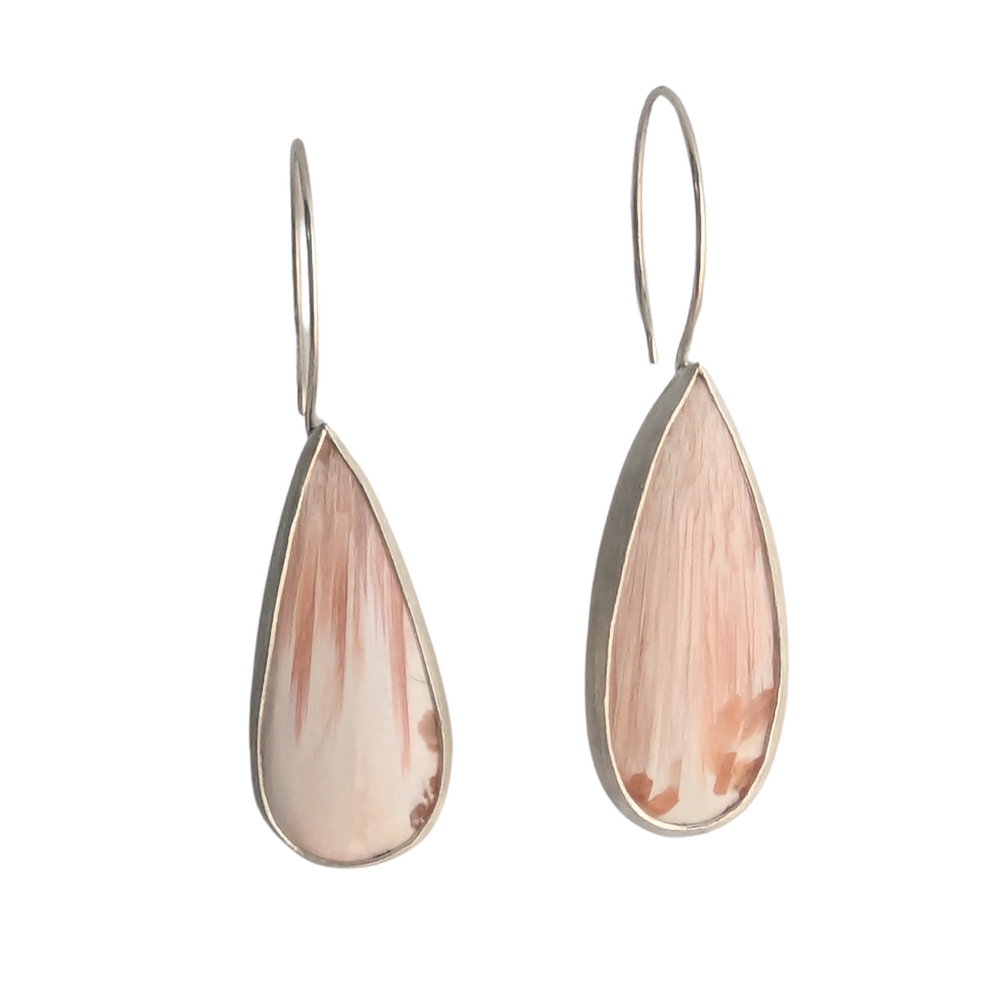 Teardrop White and Pink Agate Earrings