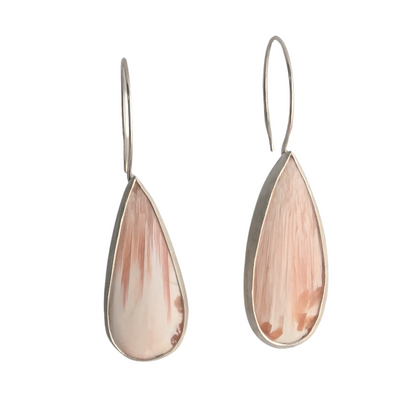 Teardrop White and Pink Agate Earrings