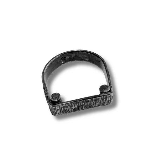 Dark Accent Corners Signet Ring - Size 11