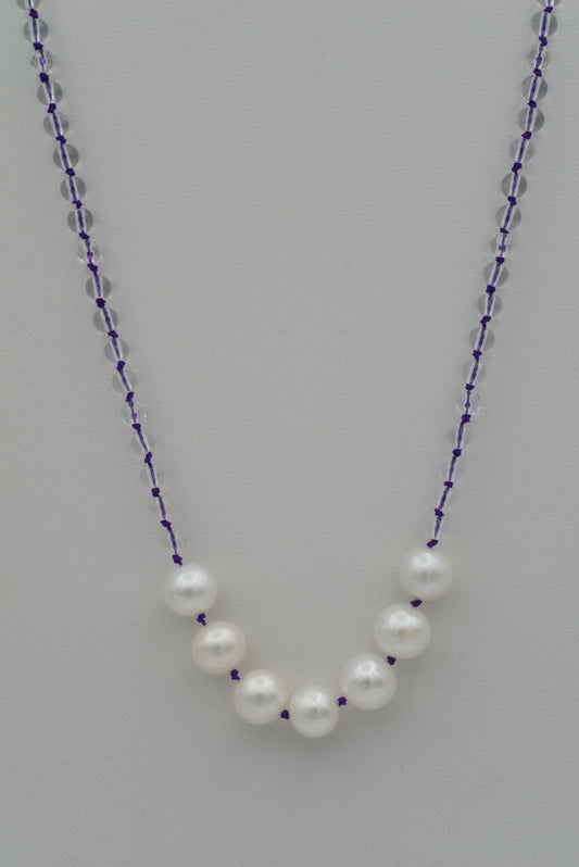 Pearls with Quartz on Amethyst Silk (long)