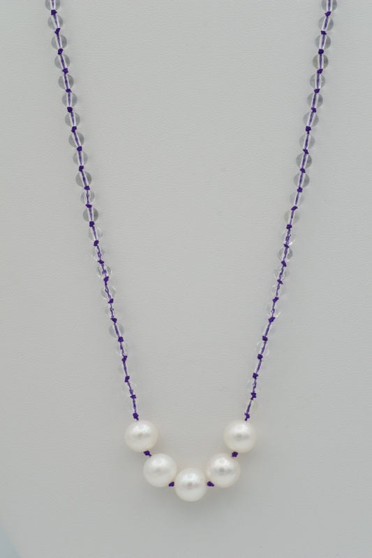 Pearls with Quartz on Amethyst Silk (long)