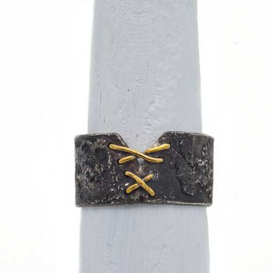 Oxidized Corset Ring - Size 6.25